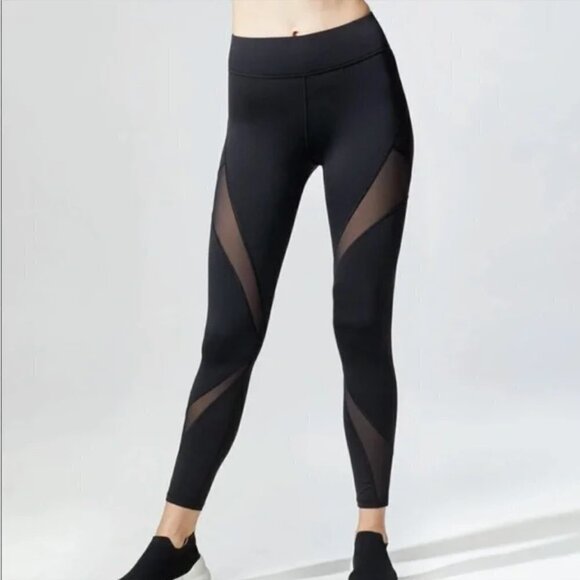 MICHI Pants - MICHI Black High Waisted Mesh Cutout Stretchy Luxury Active Leggings SIZE XS